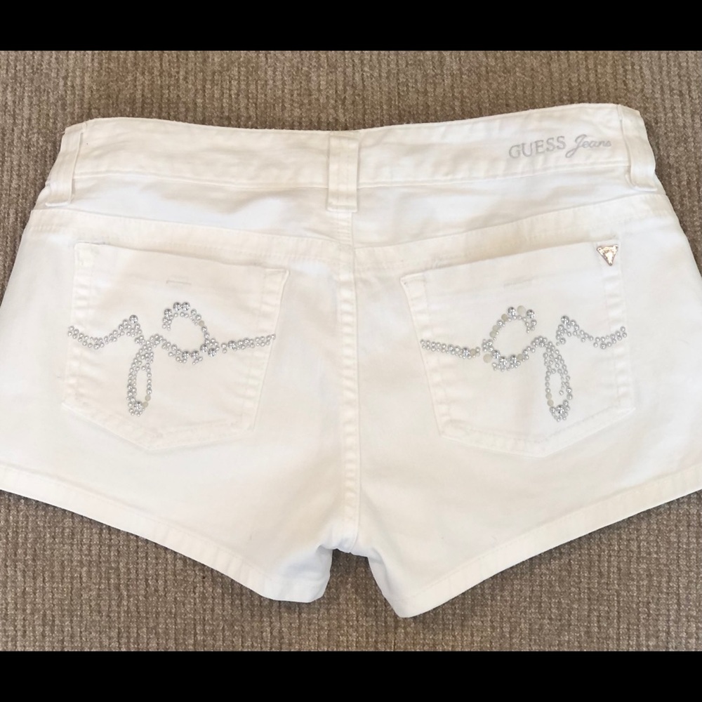 GUESS white denim shorts